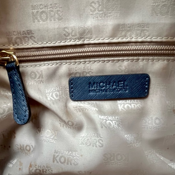 Michael Kors Blue Saffiano Small Satter Calf Handbag - Picture 7 of 8